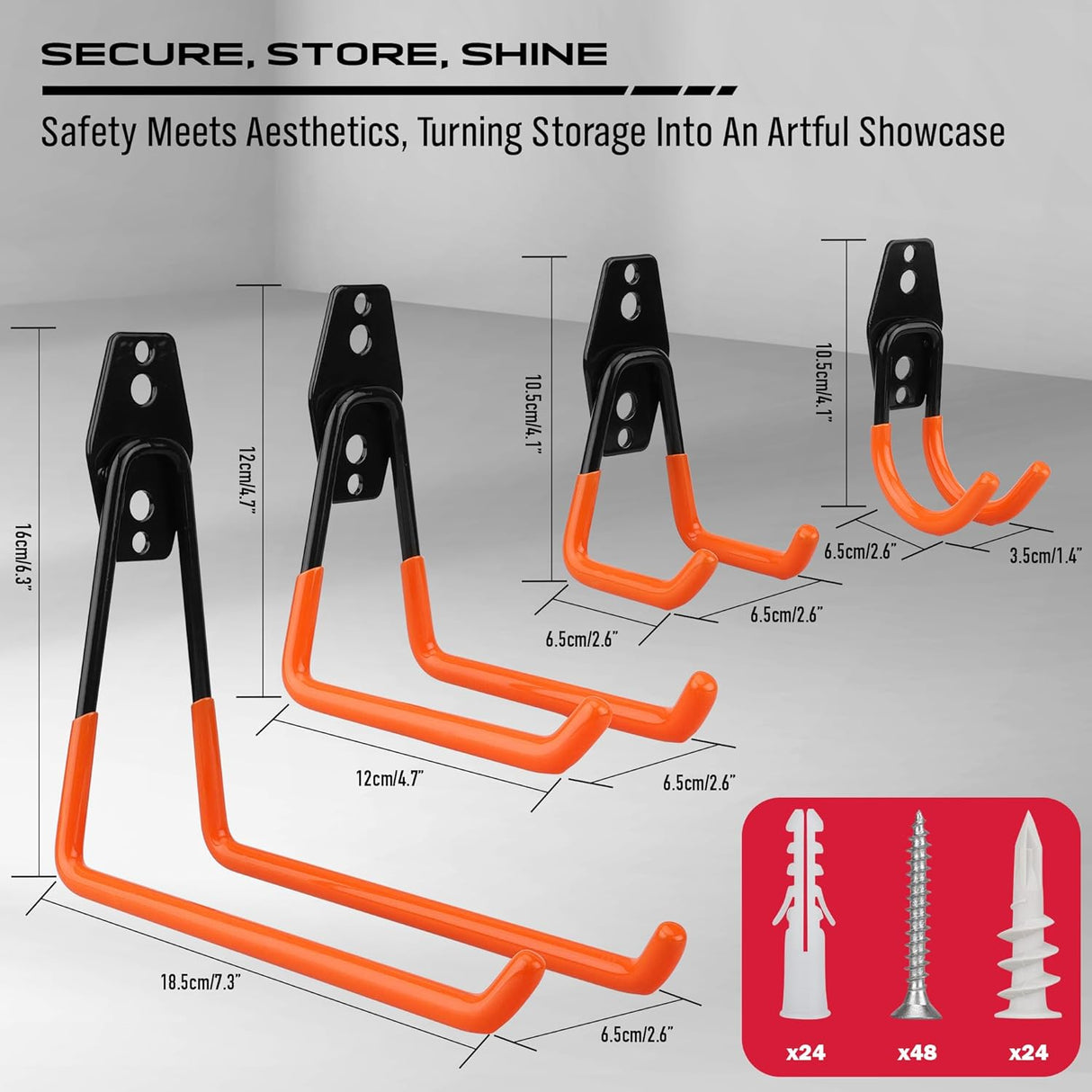 SEDY Heavy Duty Garage Hooks for Storage, Wall Mount Organizers with High Capacity, Durable Steel and Easy Installation