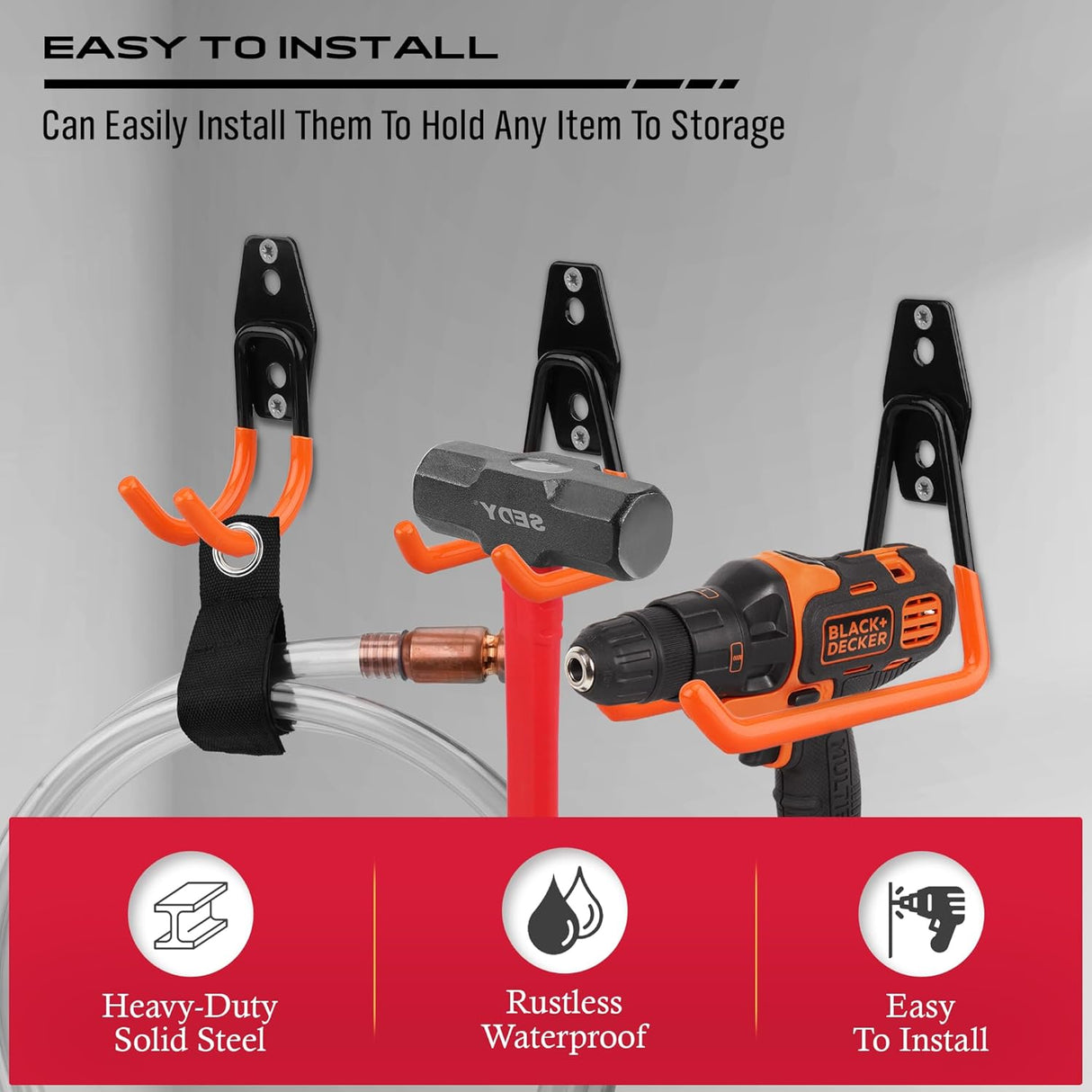SEDY Heavy Duty Garage Hooks for Storage, Wall Mount Organizers with High Capacity, Durable Steel and Easy Installation