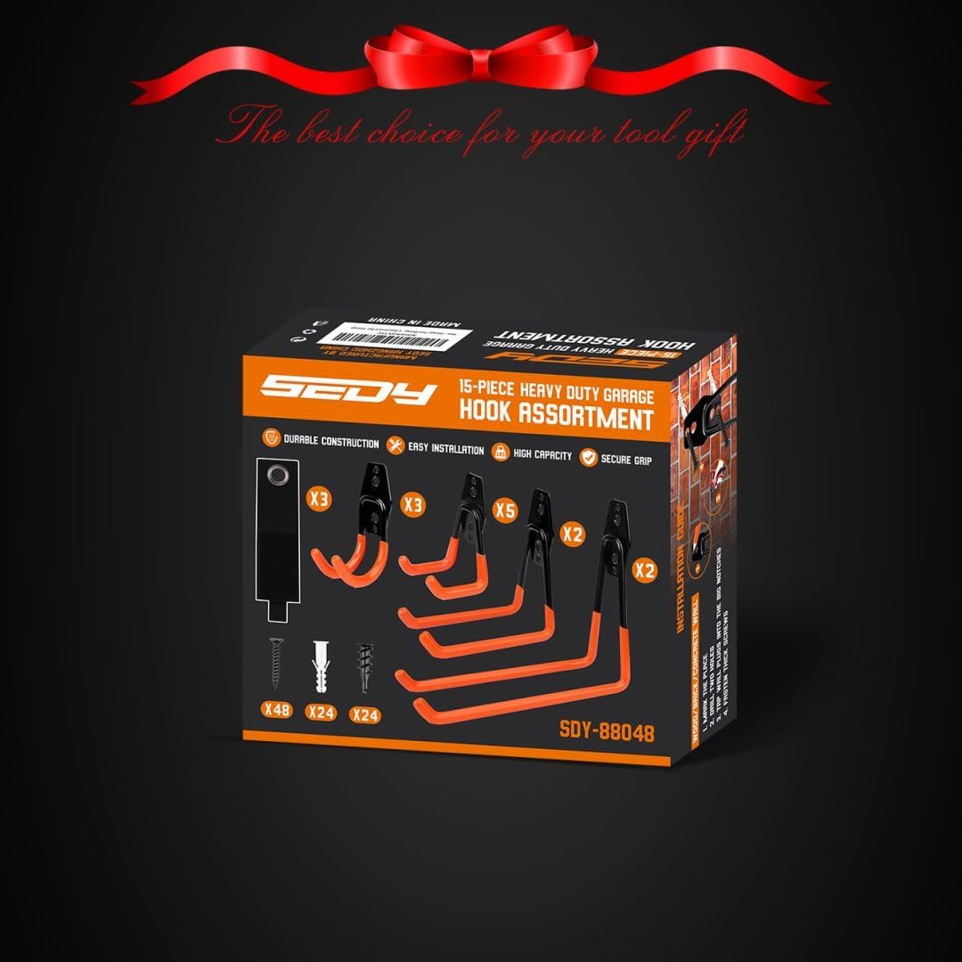 SEDY Heavy Duty Garage Hooks for Storage, Wall Mount Organizers with High Capacity, Durable Steel and Easy Installation