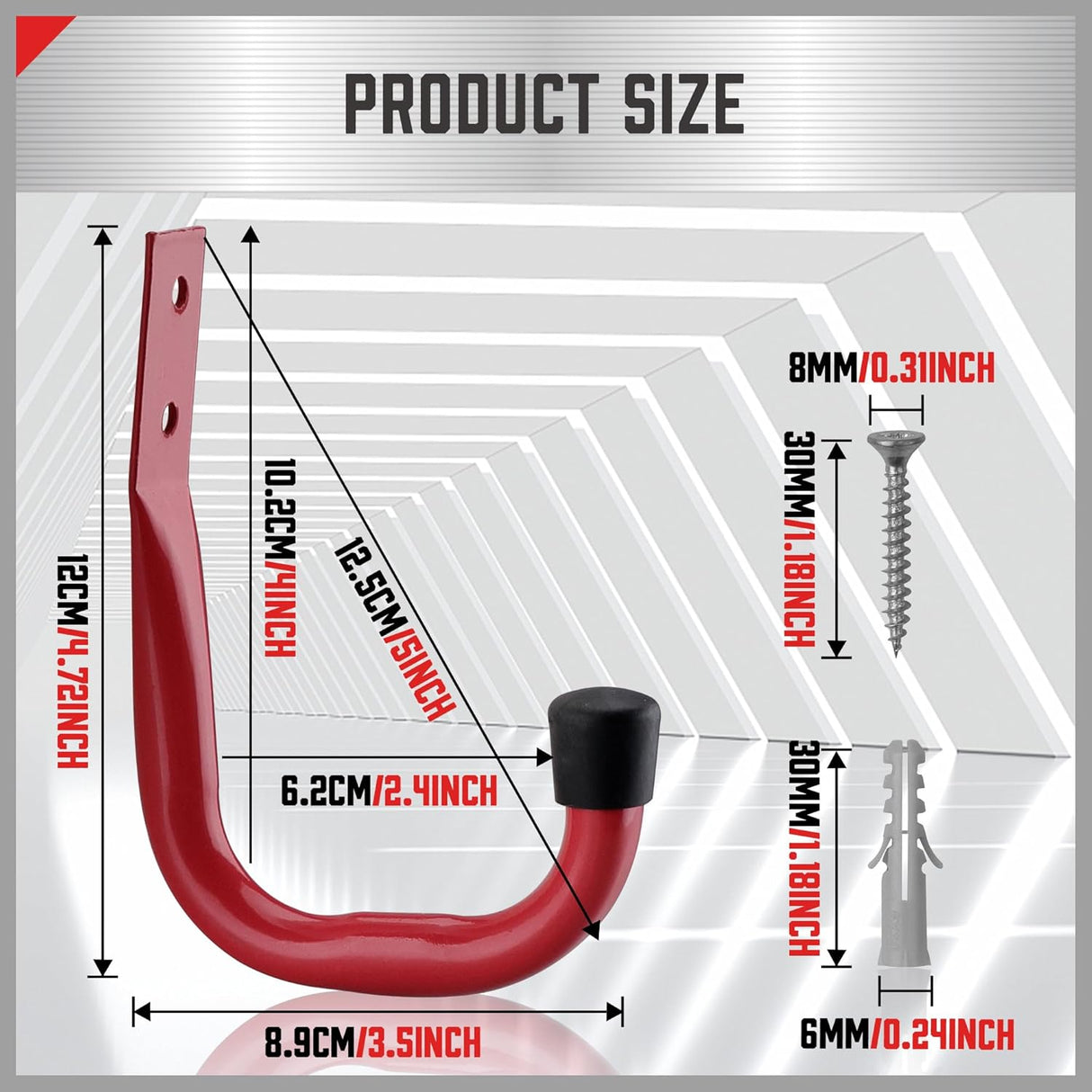 HORUSDY 6-Pack Garage Utility Hooks, Heavy Duty Wall Mount Storage Hangers for Tools, Ladders, Cords