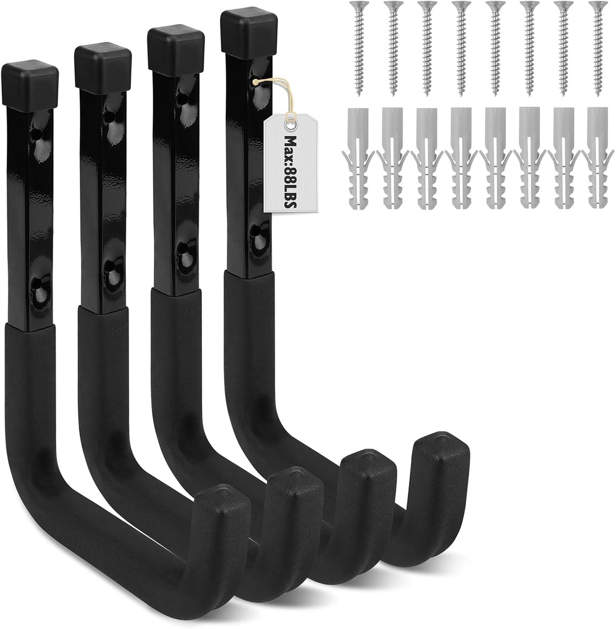 SEDY 6-inch heavy duty J utility wall mount garage hooks for bikes, ladders, and garden tools, holds up to 88LB