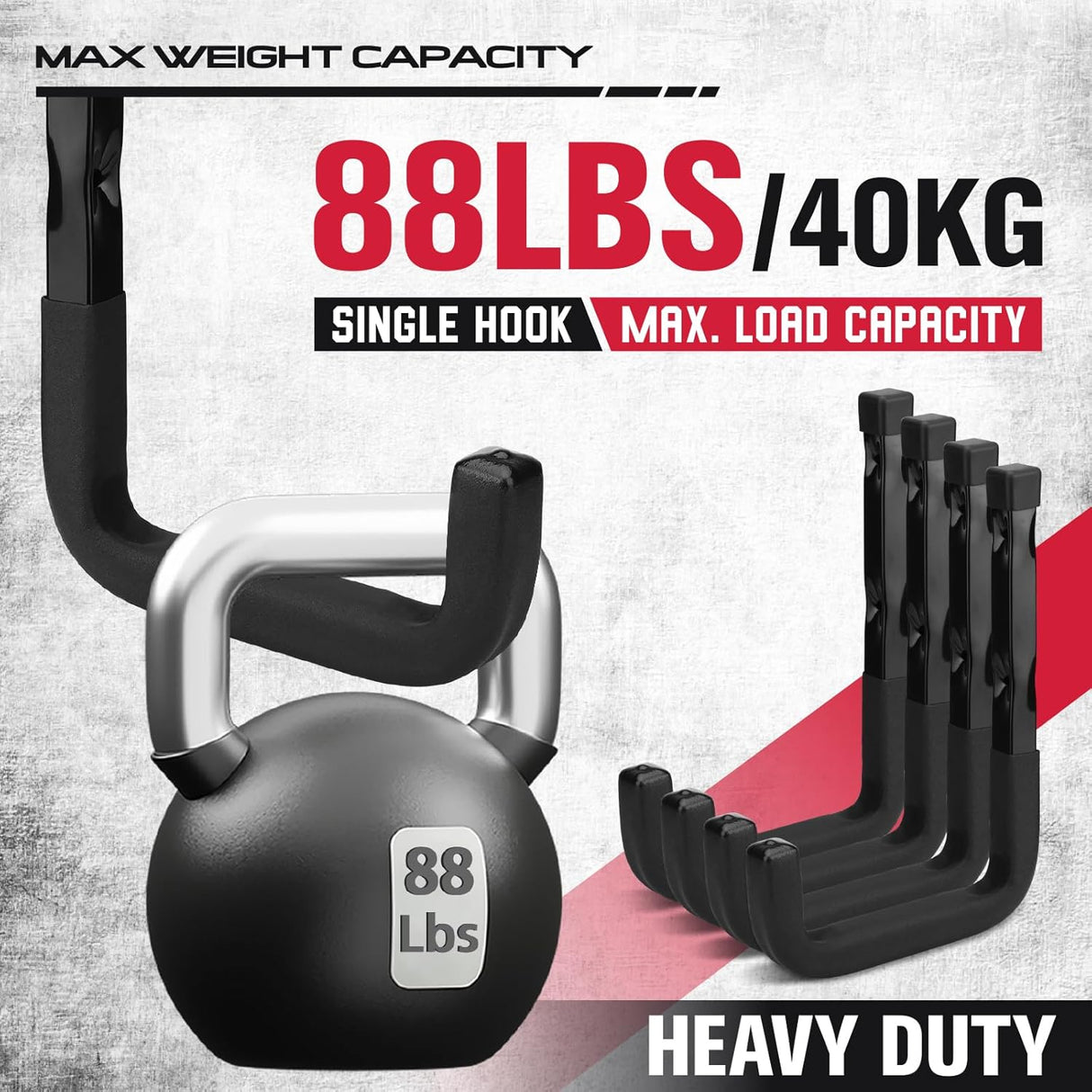 SEDY 6-inch heavy duty J utility wall mount garage hooks for bikes, ladders, and garden tools, holds up to 88LB