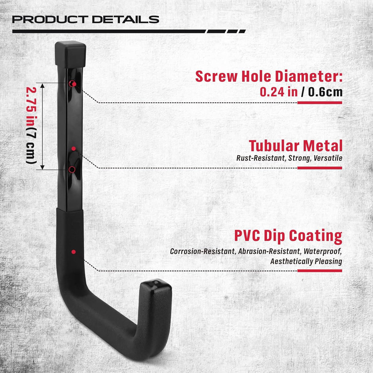 SEDY 6-inch heavy duty J utility wall mount garage hooks for bikes, ladders, and garden tools, holds up to 88LB