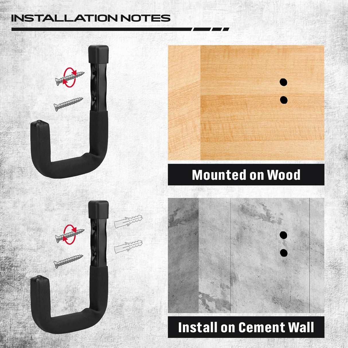 SEDY heavy duty wall mount garage hooks for ladders, bikes, and tools storage