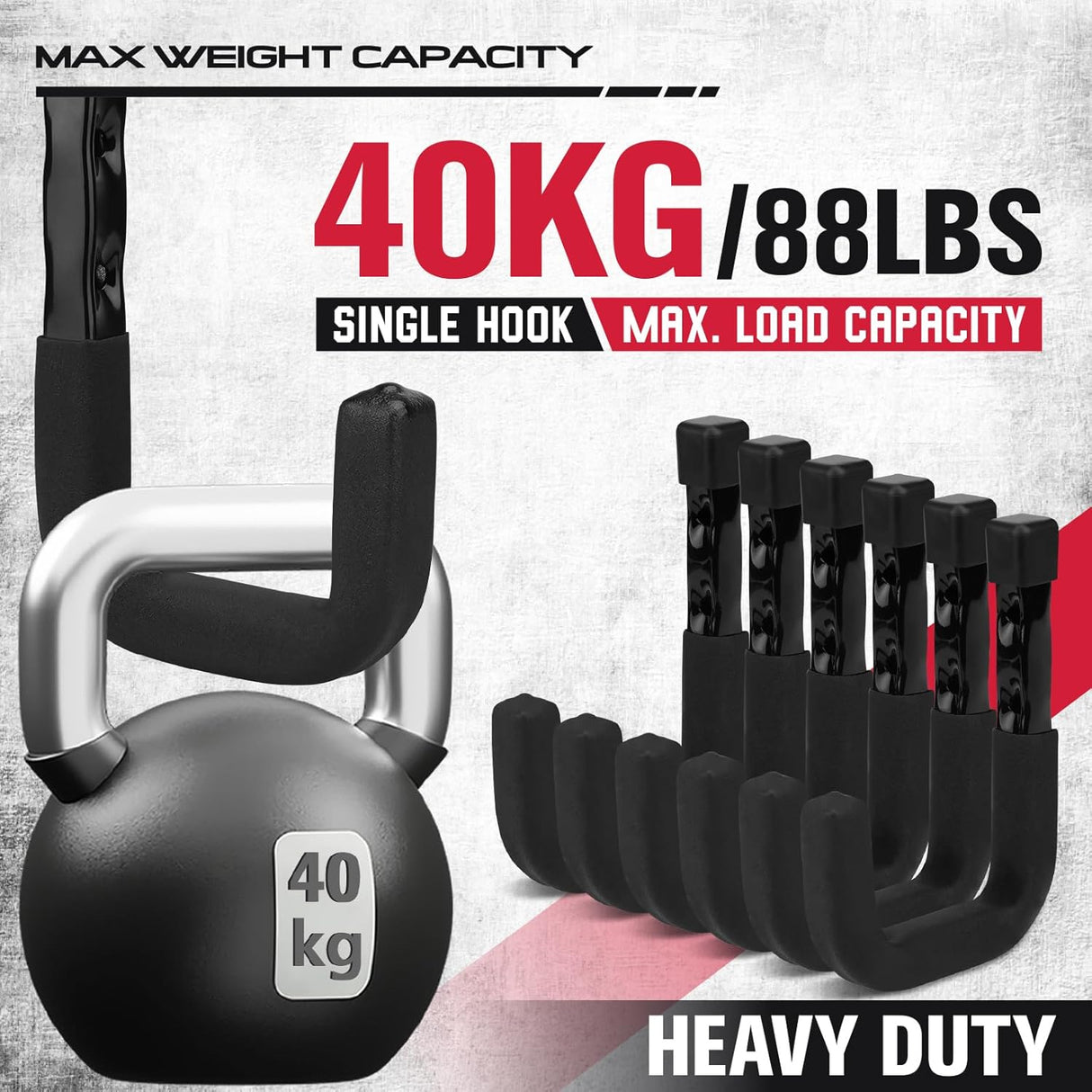 SEDY 6-pack heavy duty wall mount garage hooks for organizing bikes, ladders, and tools, with non-slip PVC coating and 88LB load capacity per hook