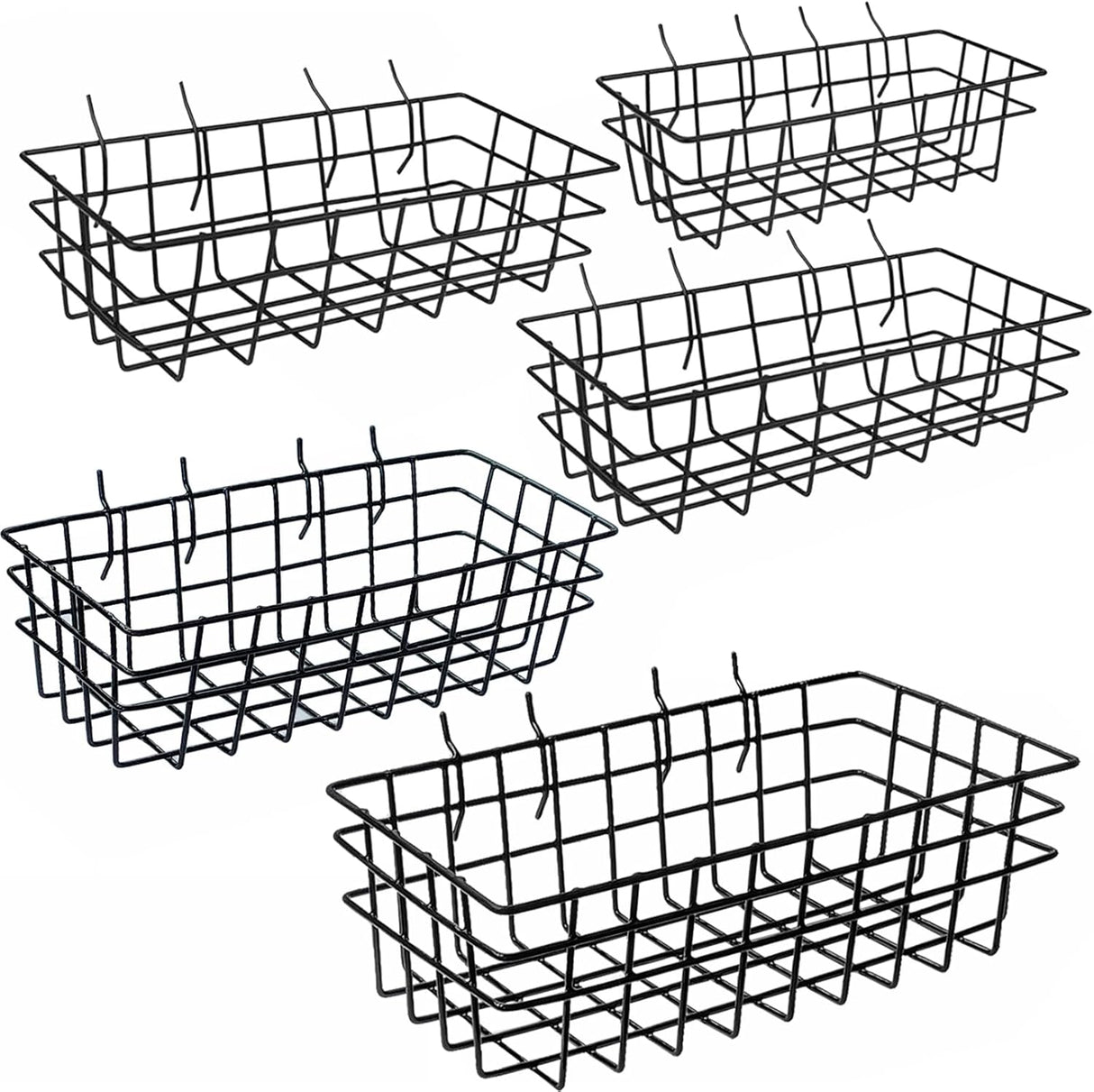 SEDY pegboard wire basket set for garage wall storage, metal bins for tools, craft supplies, and home organization