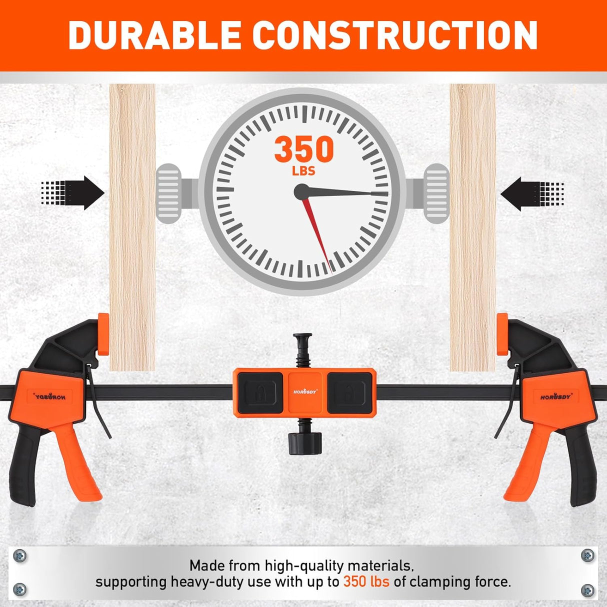 HORUSDY clamp connector with built-in level and adjustable knob, compatible with woodworking bar clamps