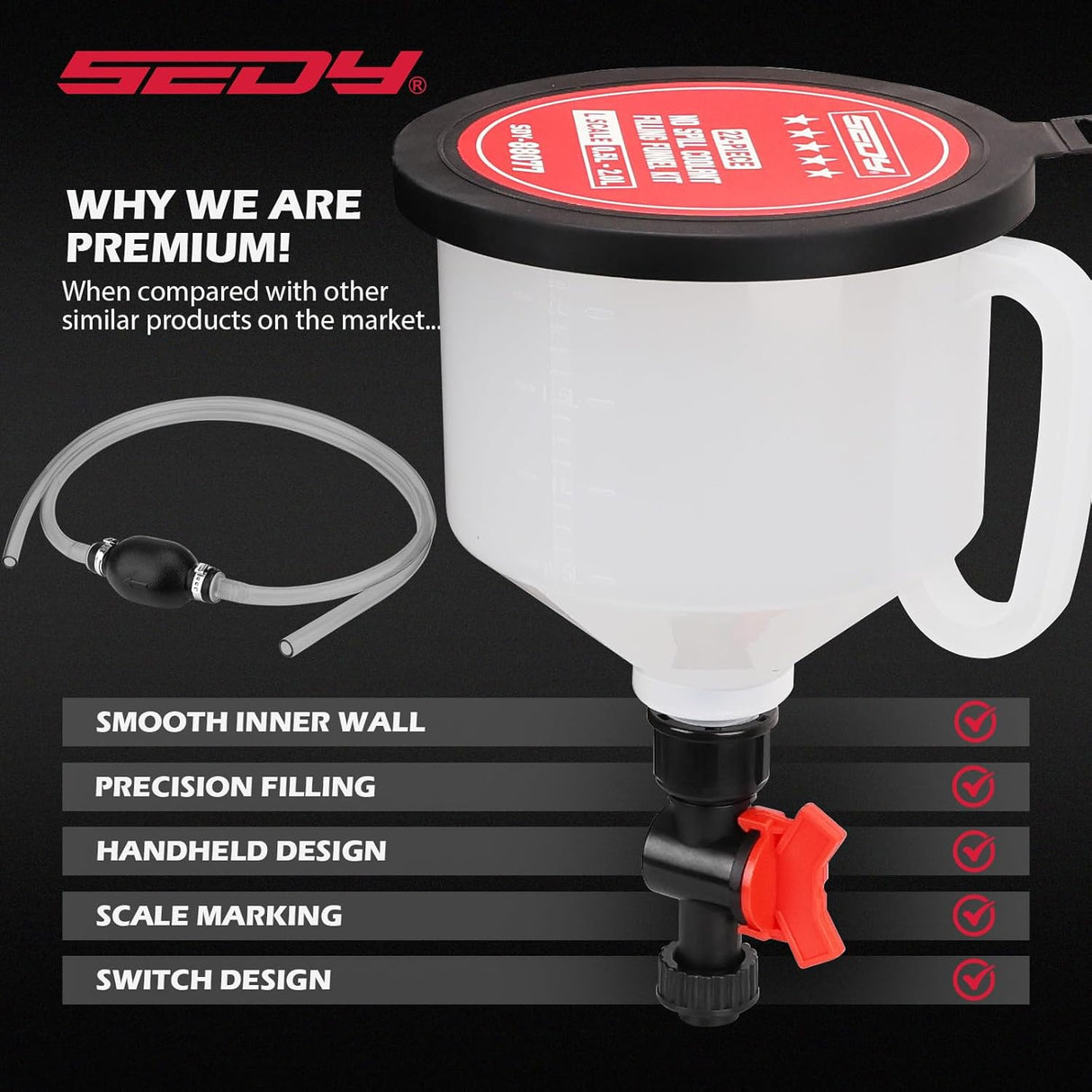SEDY 22-piece no spill coolant funnel kit with adapters and shut-off valve for clean and precise radiator fluid filling in cars and trucks