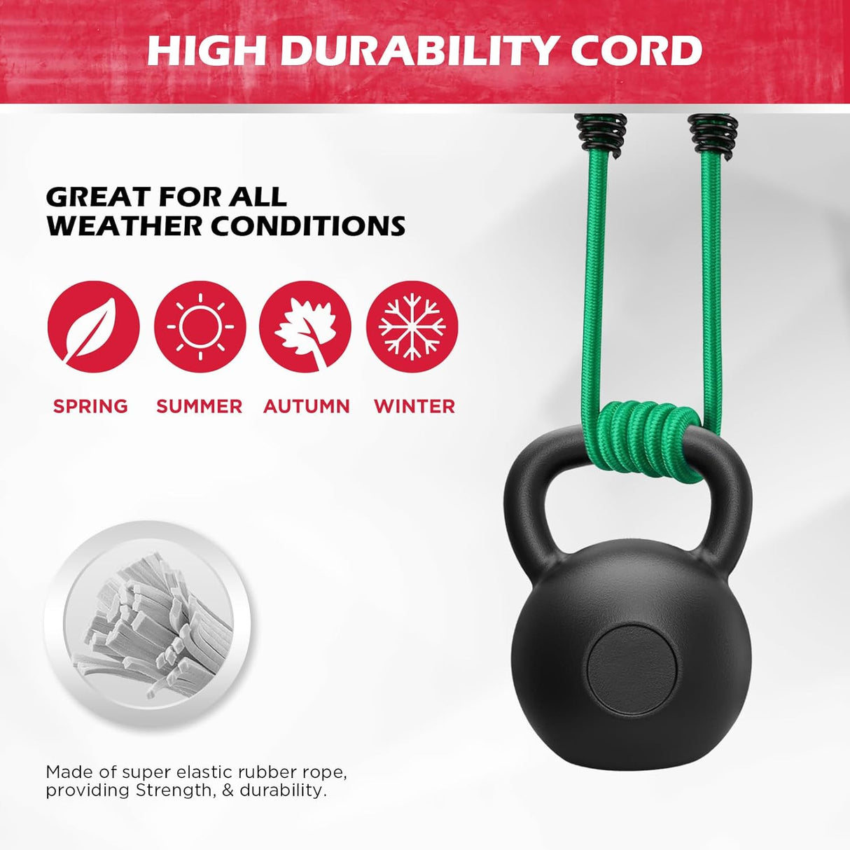 Heavy-duty SEDY bungee cords with strong coated steel hooks and premium elastic latex core, ideal for cargo, camping, and organization