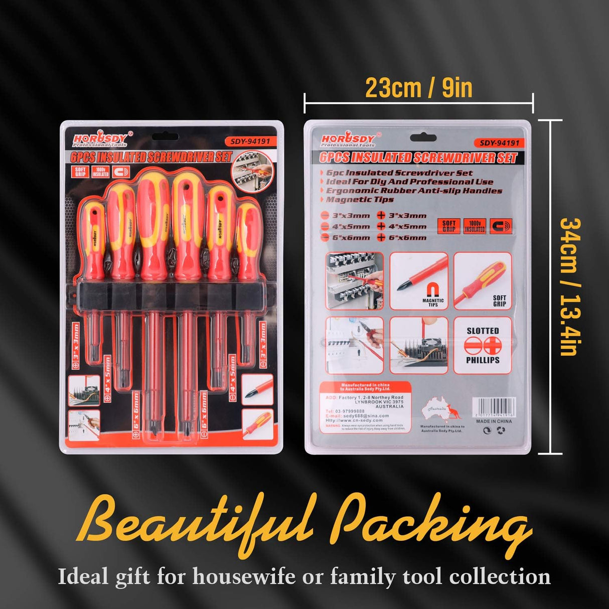 HORUSDY insulated magnetic screwdriver set with ergonomic handles for electrical work and high-voltage safety