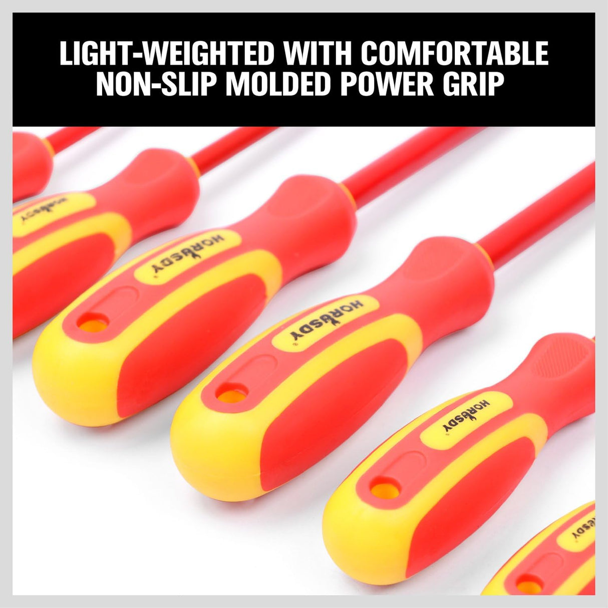 HORUSDY insulated magnetic screwdriver set with ergonomic handles for electrical work and high-voltage safety