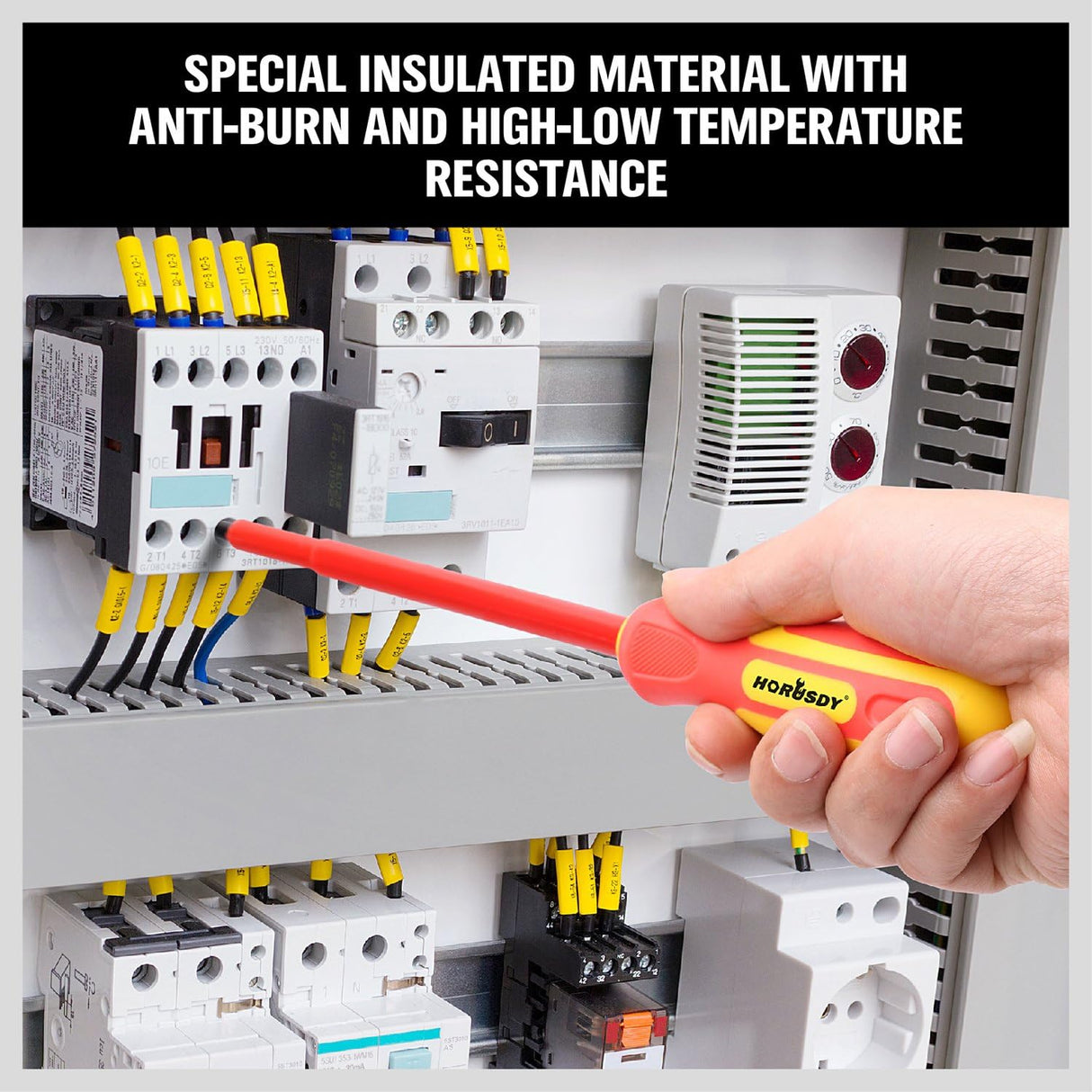 HORUSDY insulated magnetic screwdriver set with ergonomic handles for electrical work and high-voltage safety