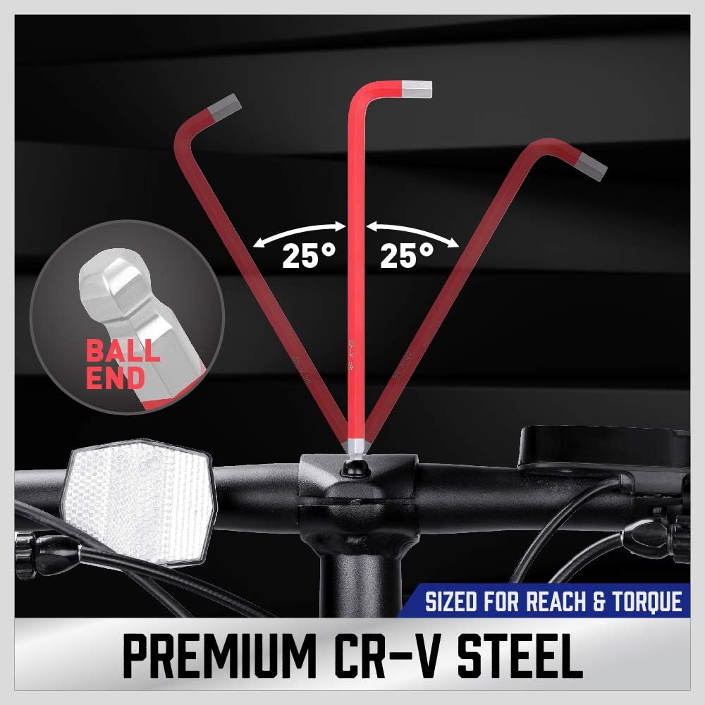 HORUSDY 37-piece long arm ball end hex key and star wrench set, color coded, CR-V steel, metric SAE and Torx sizes