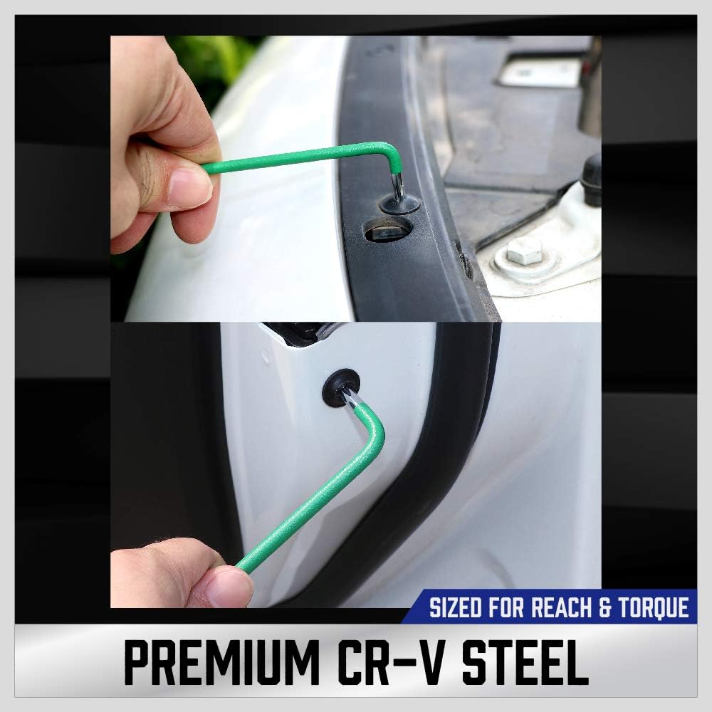 HORUSDY 37-piece long arm ball end hex key and star wrench set, color coded, CR-V steel, metric SAE and Torx sizes