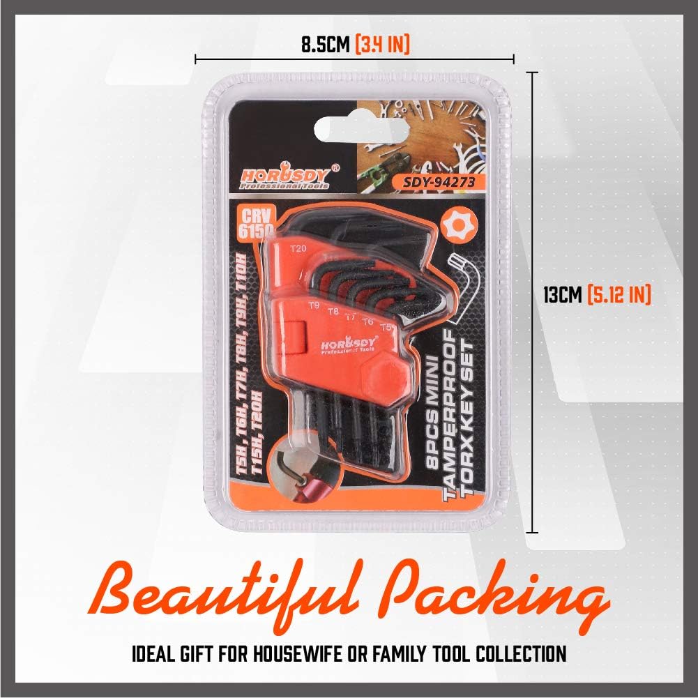 SEDY 8PCS Mini Tamperproof Torx Key Set – Precision-Machined with Corrosion-Protected Black Finish, Perfect for Small Repairs