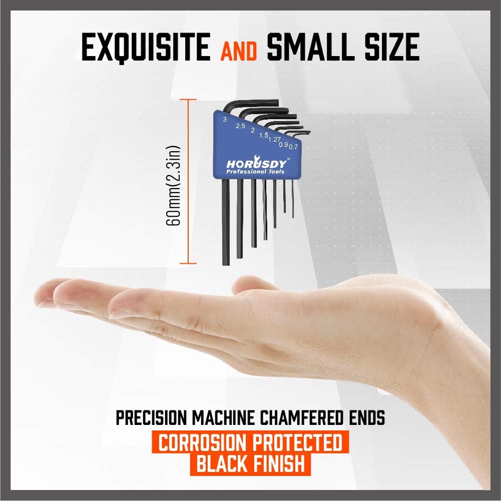 SEDY 7-Piece Mini Hex Key Set - Precision Metric Sizes, Corrosion-Resistant Black Finish for Durability and Performance