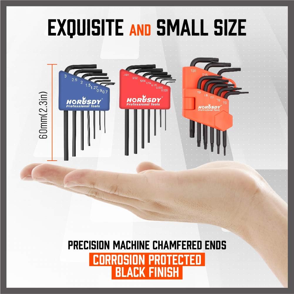 22-Piece Mini Hex Key & Tamperproof Torx Key Set – Precision-Machined, CRV Steel with Corrosion-Protected Black Finish, Compact & Durable