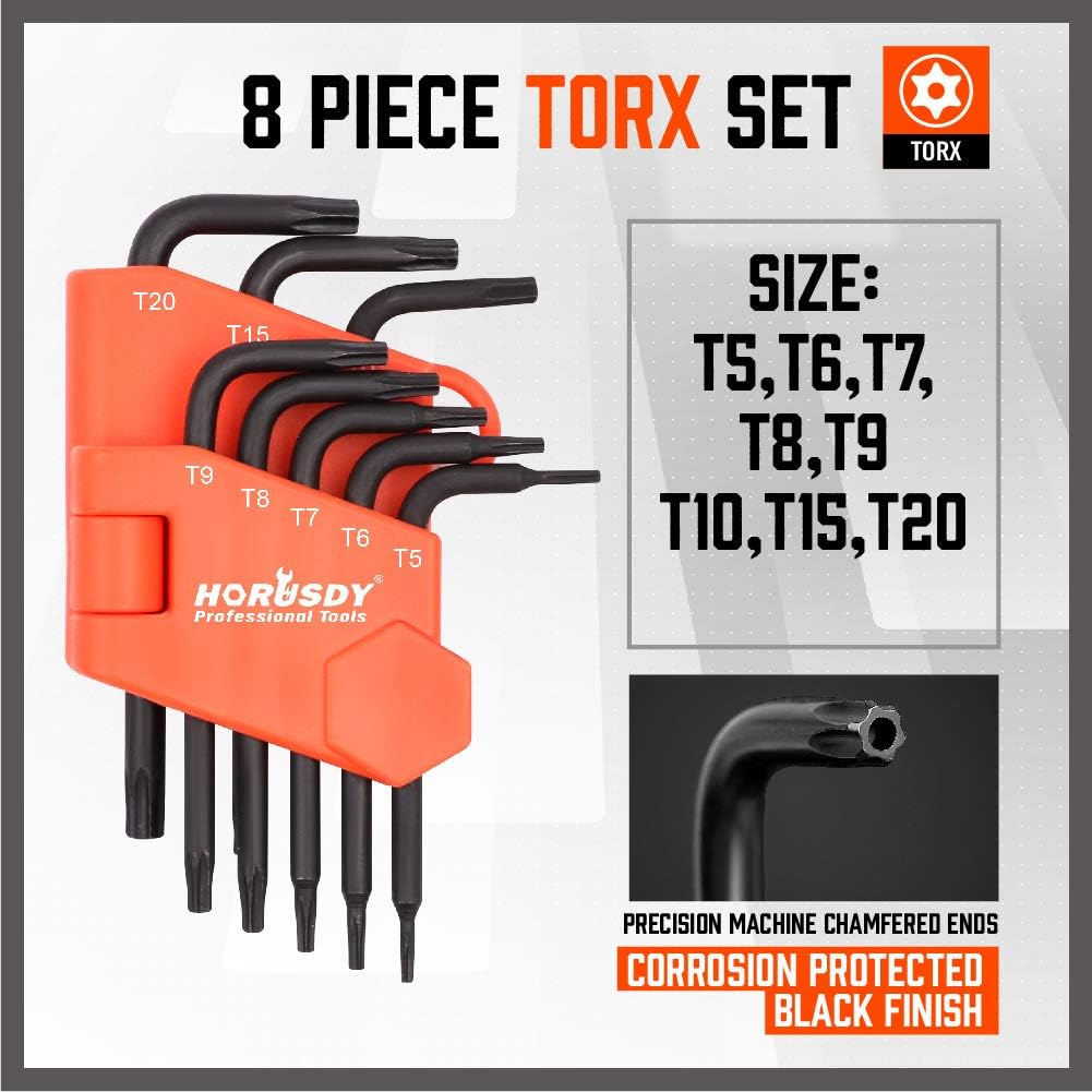 22-Piece Mini Hex Key & Tamperproof Torx Key Set – Precision-Machined, CRV Steel with Corrosion-Protected Black Finish, Compact & Durable