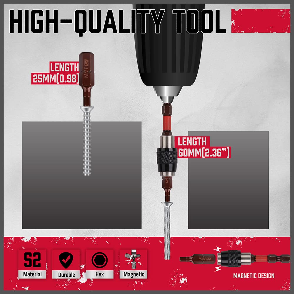 26-Piece Hex Bit Set with SAE & Metric Sizes, Magnetic Design, S2 Steel