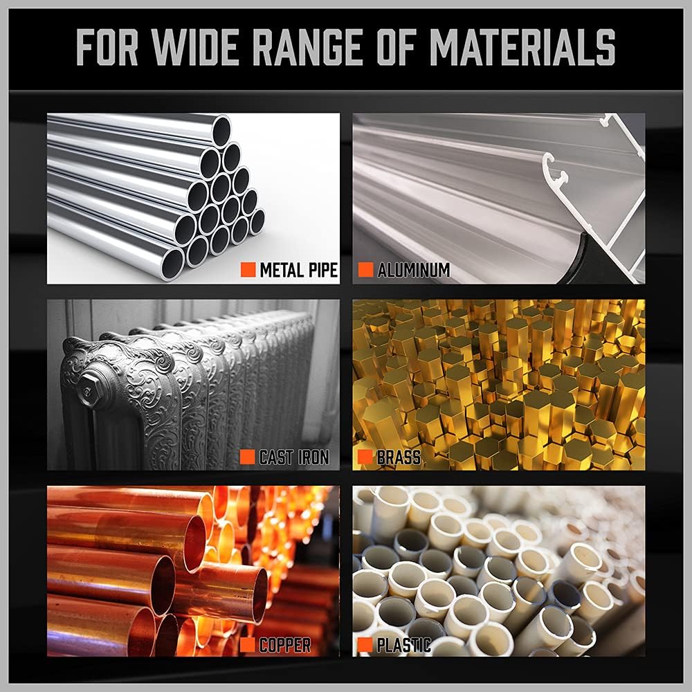 6-piece HORUSDY NPT pipe tap set with carbon steel construction, includes SAE sizes 1/8" to 1", in durable storage case.