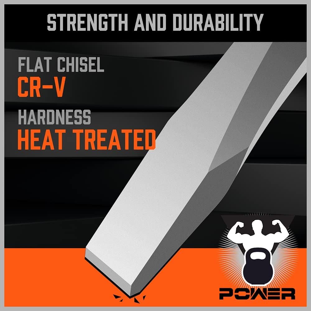 HORUSDY 28-piece punch and chisel set with heavy-duty CR-V steel construction, chisel angle gauge, and durable roll-up canvas pouch.