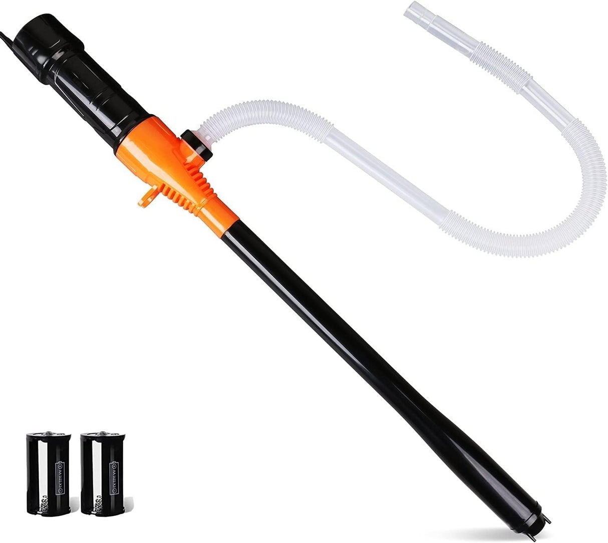 HORUSDY battery-operated liquid transfer pump with flexible hose and 2.2 gallons per minute suction for gas, water, and non-corrosive fluids