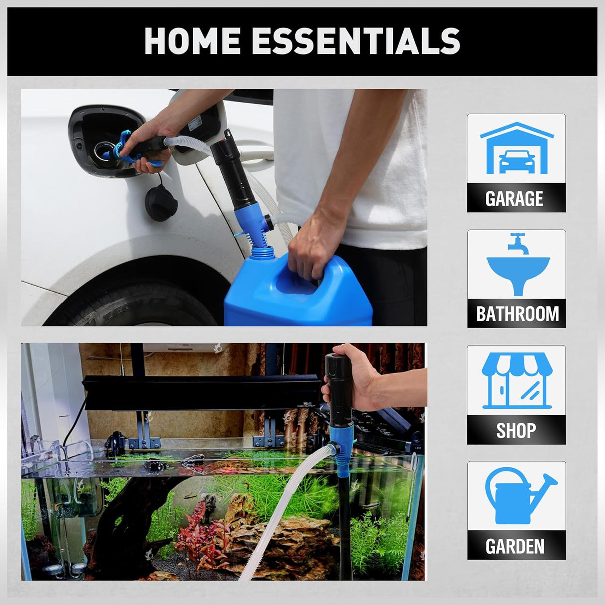 HORUSDY Portable Battery-Operated Liquid Transfer Pump, 2.2GPM, Blue, Ideal for Fuel & Water Transfer