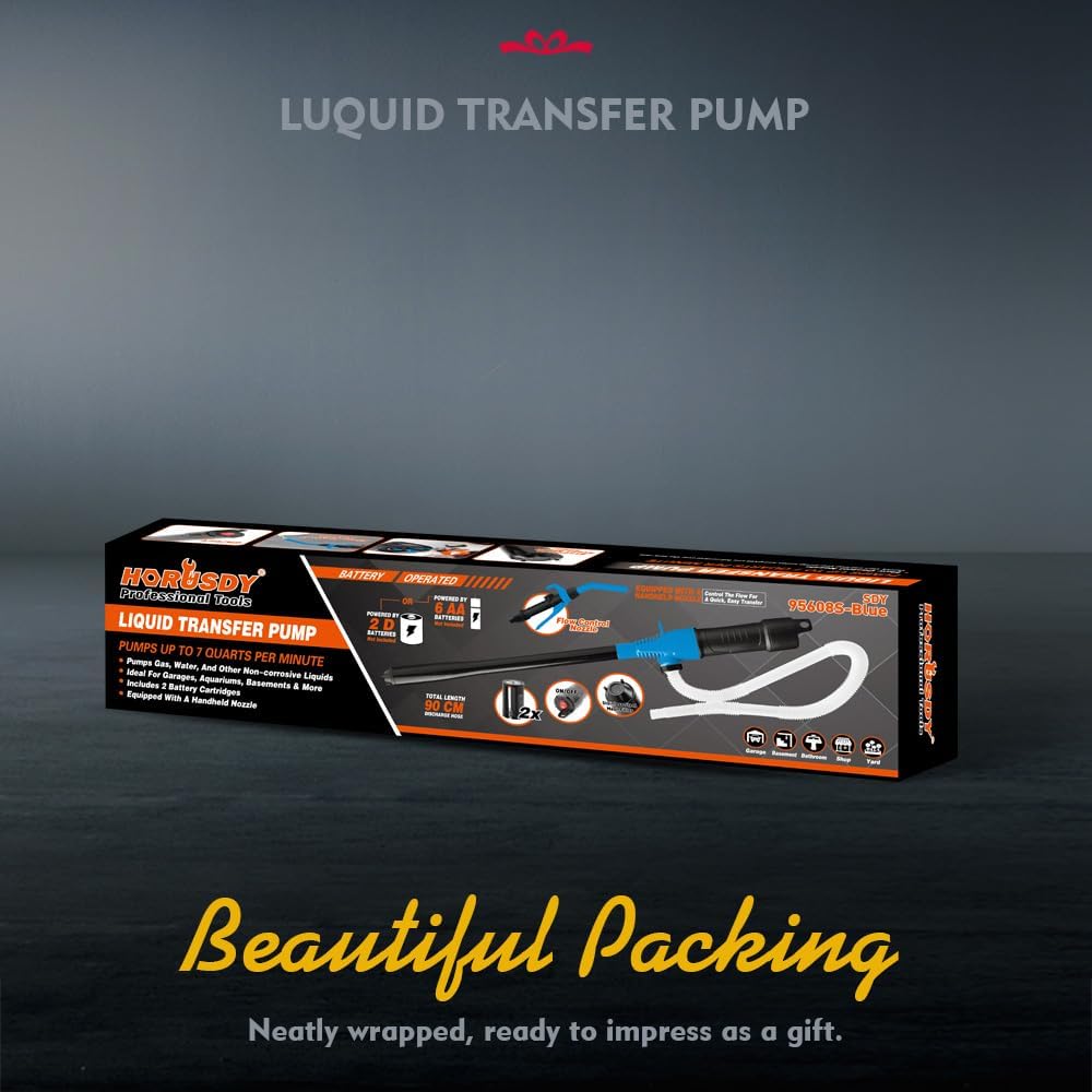 HORUSDY Portable Battery-Operated Liquid Transfer Pump, 2.2GPM, Blue, Ideal for Fuel & Water Transfer