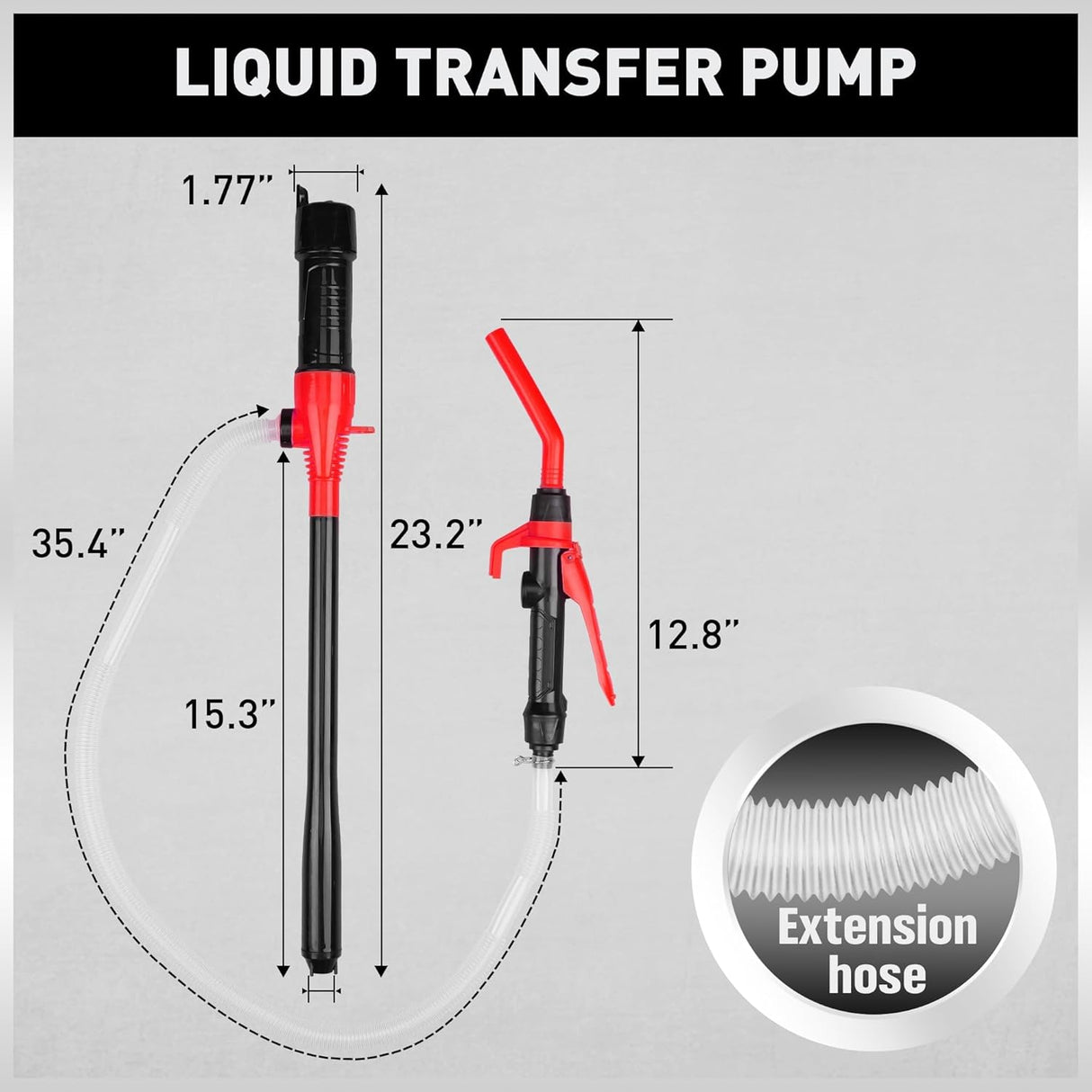 HORUSDY Portable Battery-Operated Liquid Transfer Pump, 2.2GPM, Red, Ideal for Fuel & Water Transfer