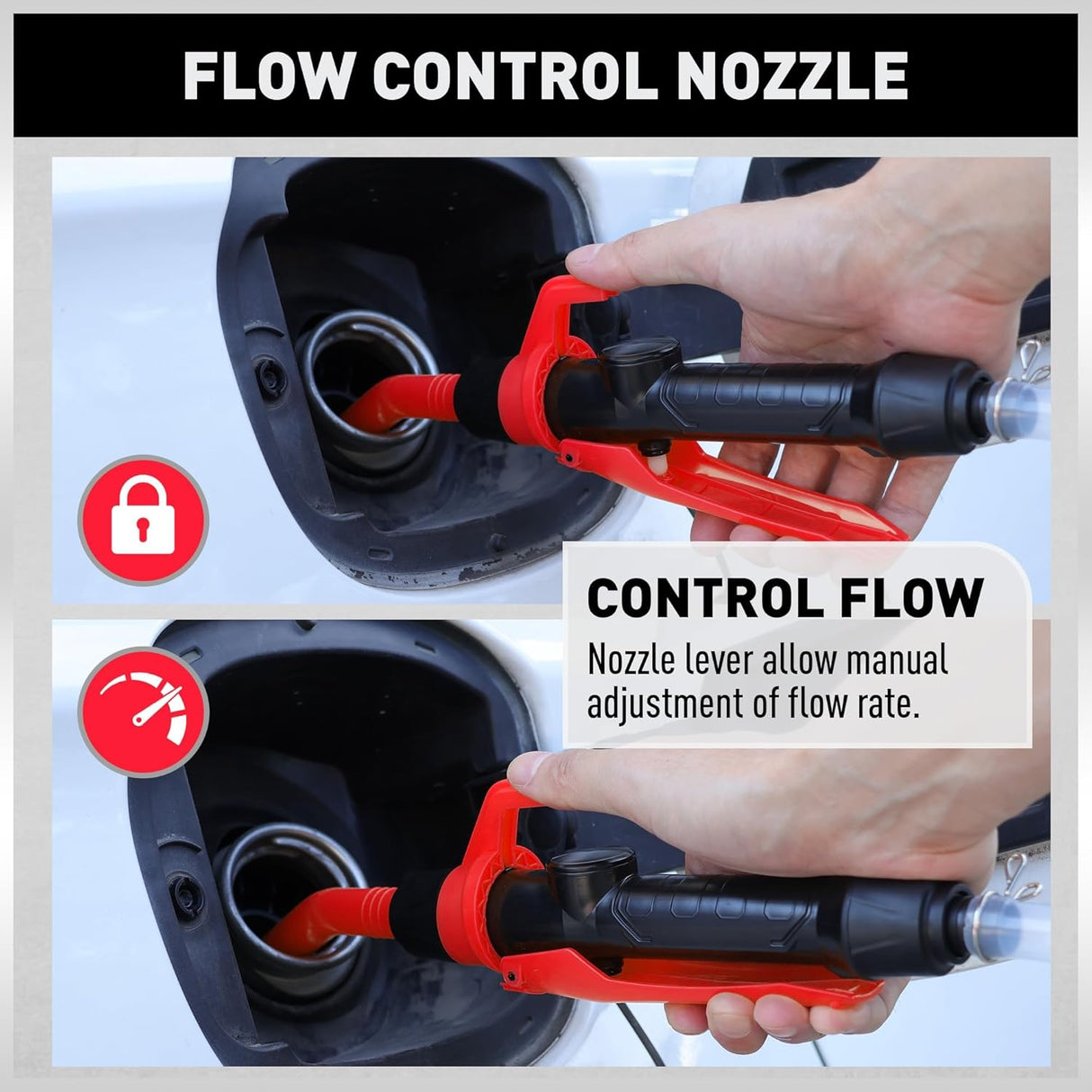 HORUSDY Portable Battery-Operated Liquid Transfer Pump, 2.2GPM, Red, Ideal for Fuel & Water Transfer