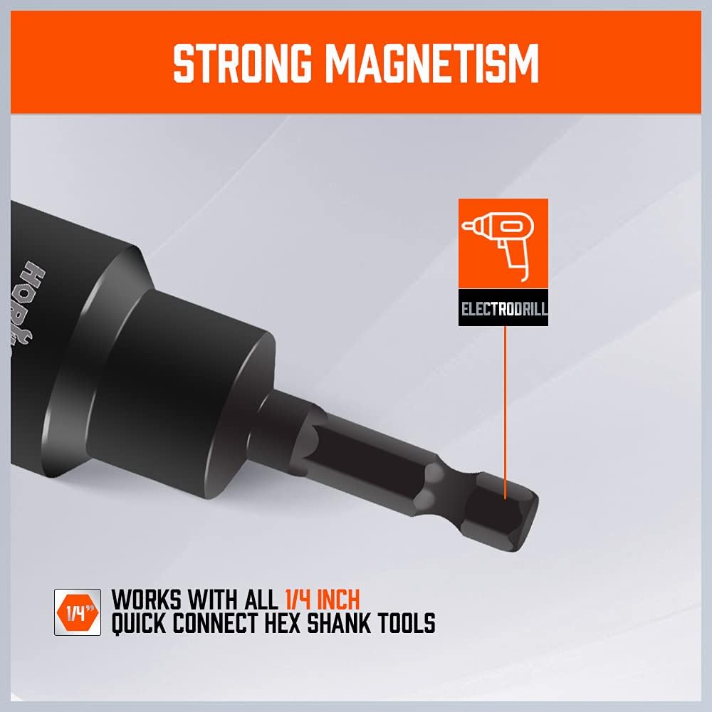 HORUSDY 19mm magnetic socket drill adapter with 1/4-inch hex shank and impact-rated CR-V construction