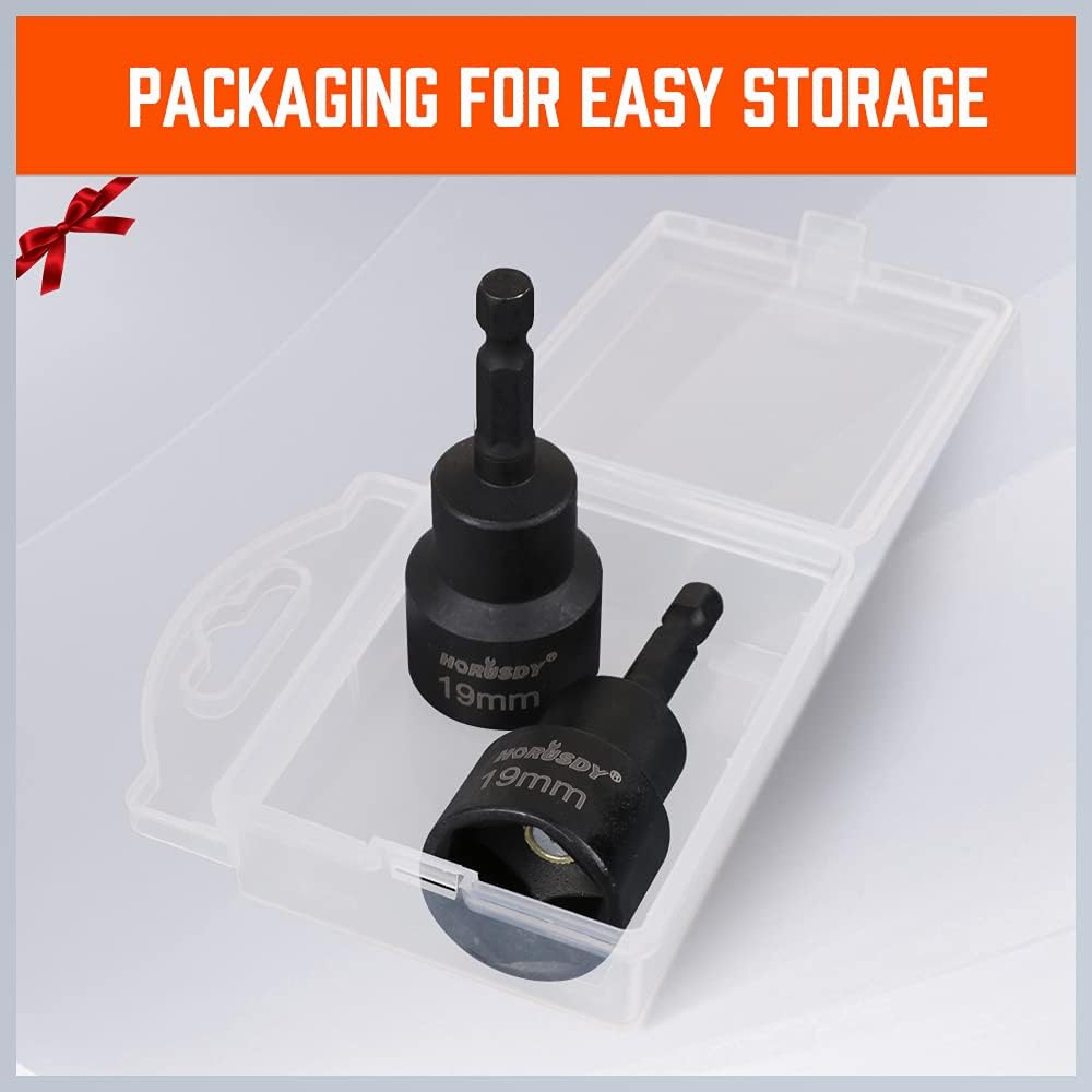 HORUSDY 19mm magnetic socket drill adapter with 1/4-inch hex shank and impact-rated CR-V construction