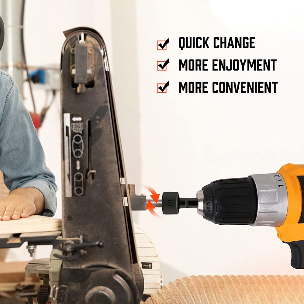 HORUSDY 22-piece nut driver bit set with SAE and metric sizes, hex shank design, chrome vanadium steel, and orange organizer