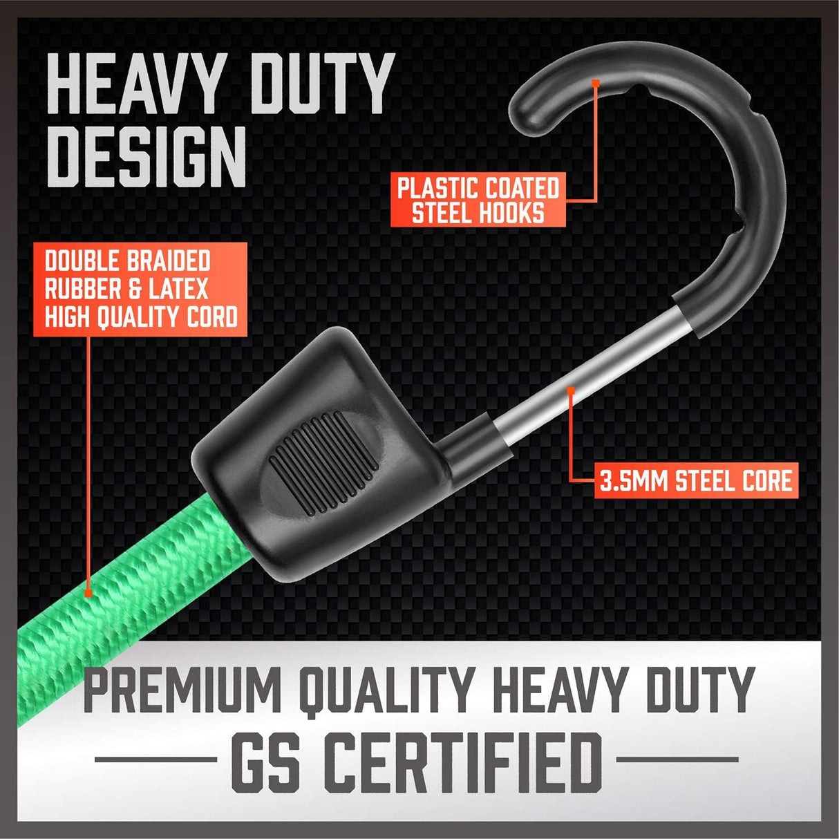 HORUSDY 31-piece bungee cord set with canopy ball ties, tarp clips, heavy-duty hooks, and zip ties for secure outdoor and storage use