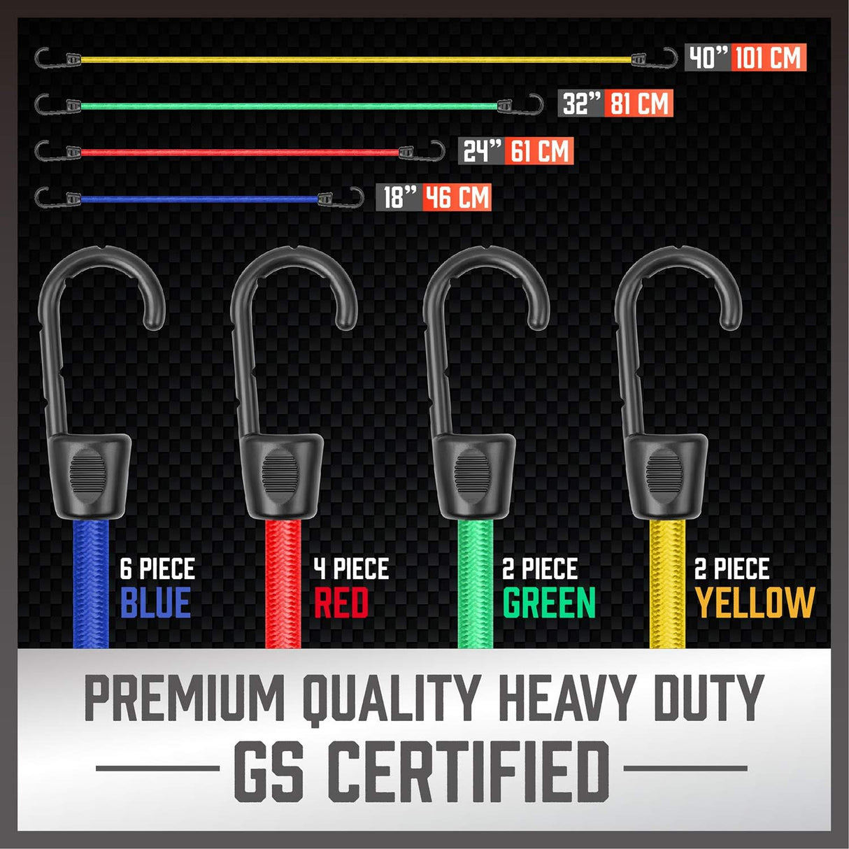 HORUSDY 31-piece bungee cord set with canopy ball ties, tarp clips, heavy-duty hooks, and zip ties for secure outdoor and storage use