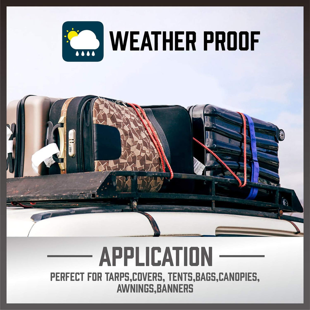 HORUSDY 31-piece bungee cord set with canopy ball ties, tarp clips, heavy-duty hooks, and zip ties for secure outdoor and storage use