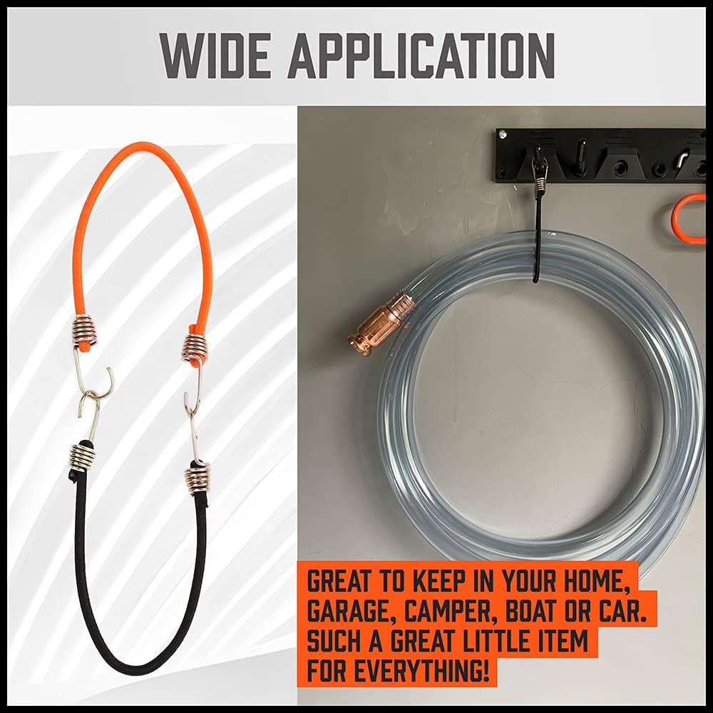 HORUSDY 20-piece mini bungee cords with rust-resistant hooks for securing items in camping, garage, home, or car use