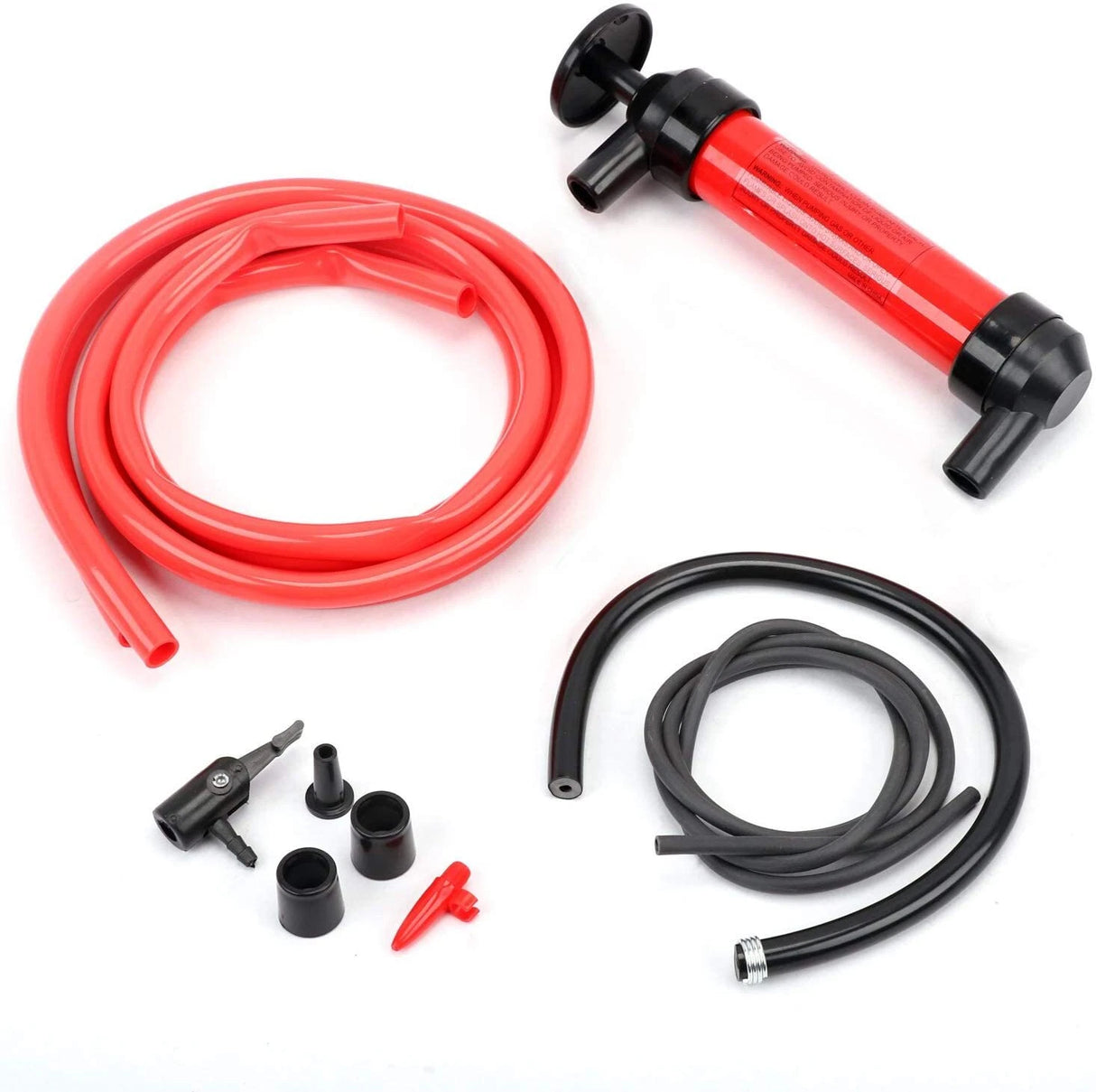 Multi-Purpose Manual Siphon Transfer and Air Pump Kit – Compact Dual-Use Hand Pump with Accessories for Liquid Transfer, Tire Inflation, Emergency Refueling, and Pool or Balloon Use