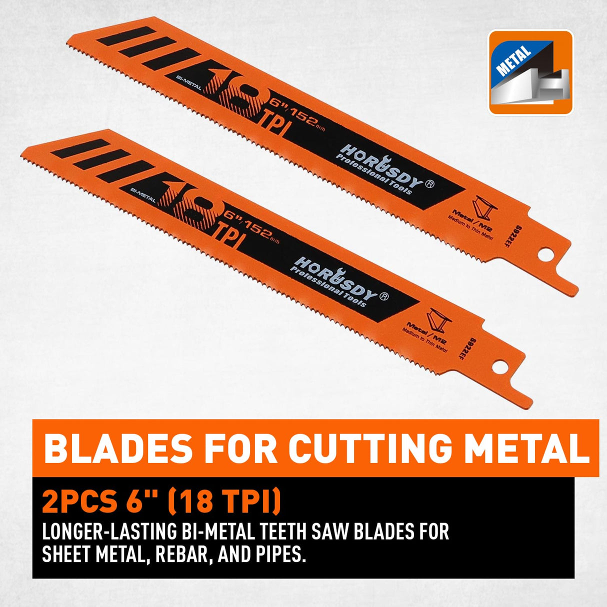 HORUSDY reciprocating saw blades for metal and wood cutting, demolition and pruning