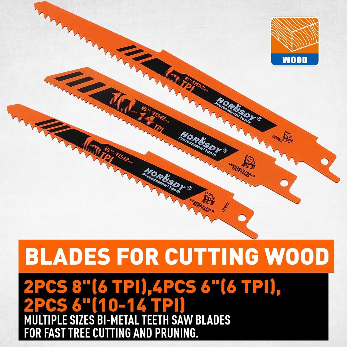 HORUSDY reciprocating saw blades for metal and wood cutting, demolition and pruning