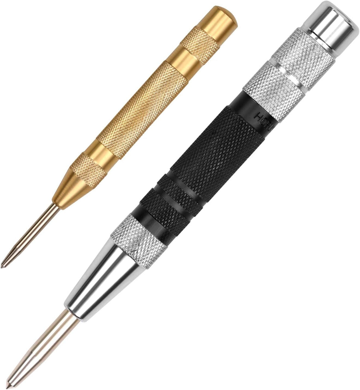 HORUSDY automatic center punch set with adjustable spring tension, ideal for precise marking on metal, glass, tile, and wood surfaces