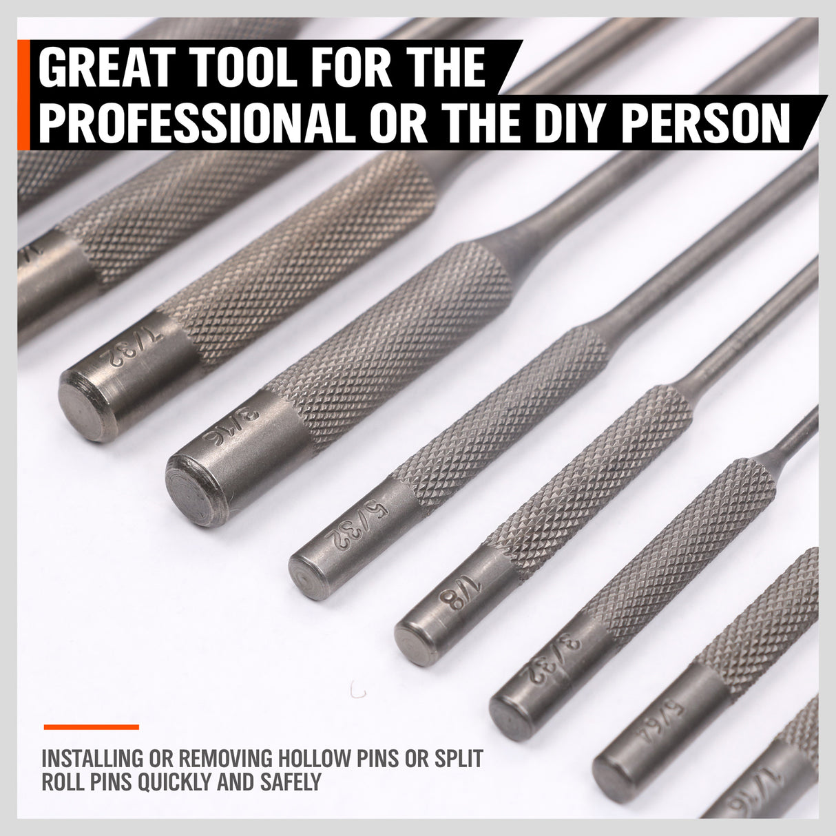 SEDY 9-Piece Roll Pin Punch Set – Precision-Machined Hardened Steel Pin Punches with Knurled Grip, 6-Inch Length for Maximum Leverage, Includes Canvas Pouch, Ideal for Gunsmithing and Mechanical Use