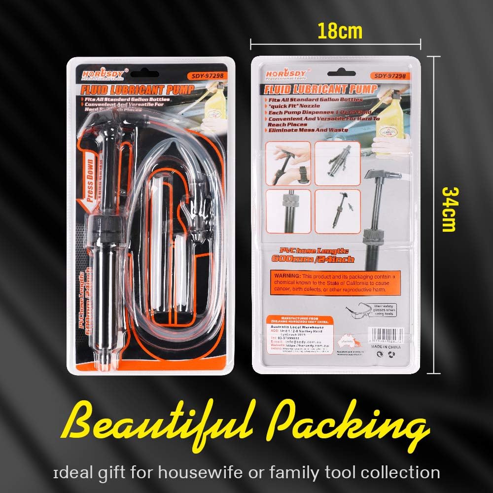 HORUSDY Fluid Lubricant Pump with 60cm Flexible Hose for Automotive and Industrial Use