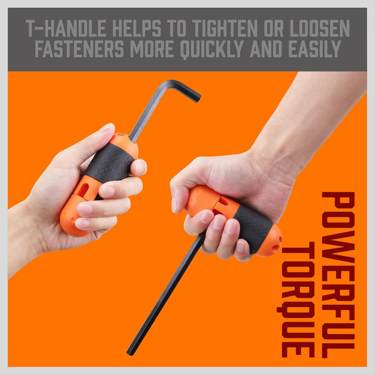 HORUSDY 30-piece hex key wrench set with T-handle and orange storage case, includes SAE and metric sizes