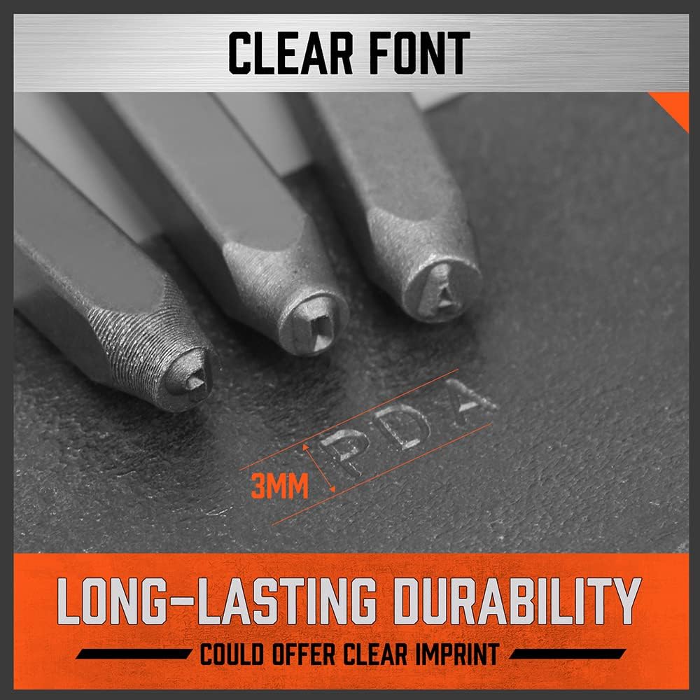 HORUSDY 3mm number and letter metal stamp set for marking metal, leather, jewelry, with upgraded storage case