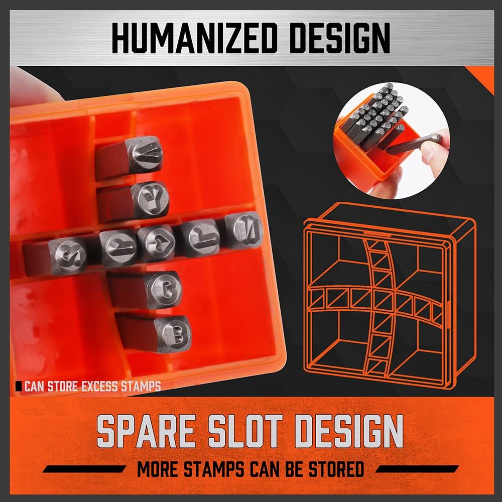 HORUSDY 3mm number and letter metal stamp set for marking metal, leather, jewelry, with upgraded storage case