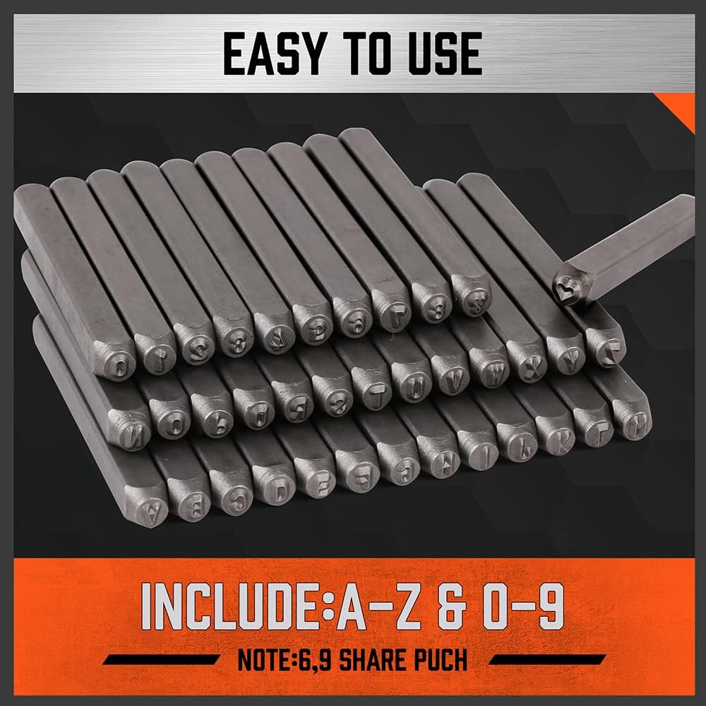 HORUSDY 3mm number and letter metal stamp set for marking metal, leather, jewelry, with upgraded storage case