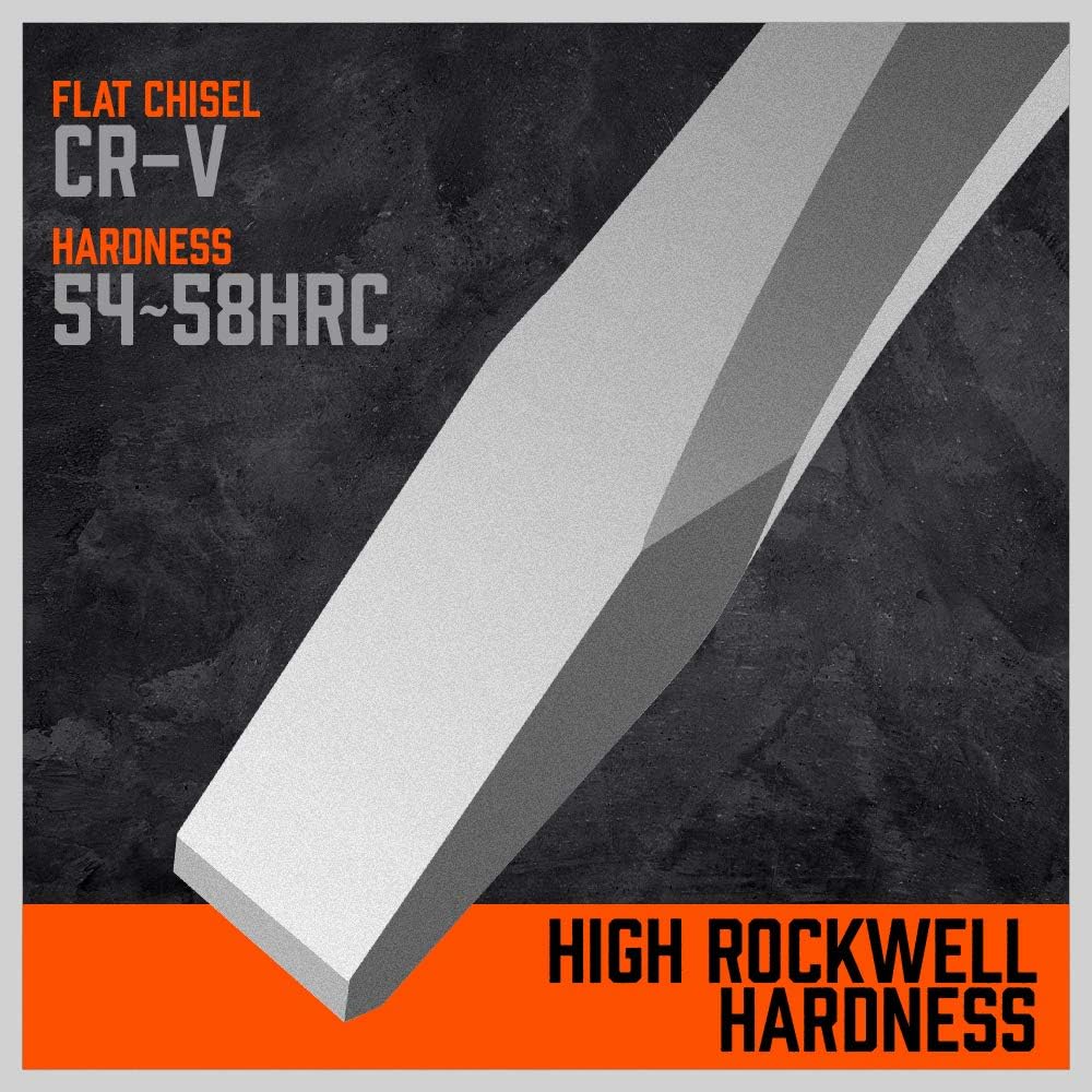 HORUSDY 16-piece punch and chisel set with CR-V steel tools, chisel gauge, taper pin and center punches, cold chisels, and canvas storage pouch.