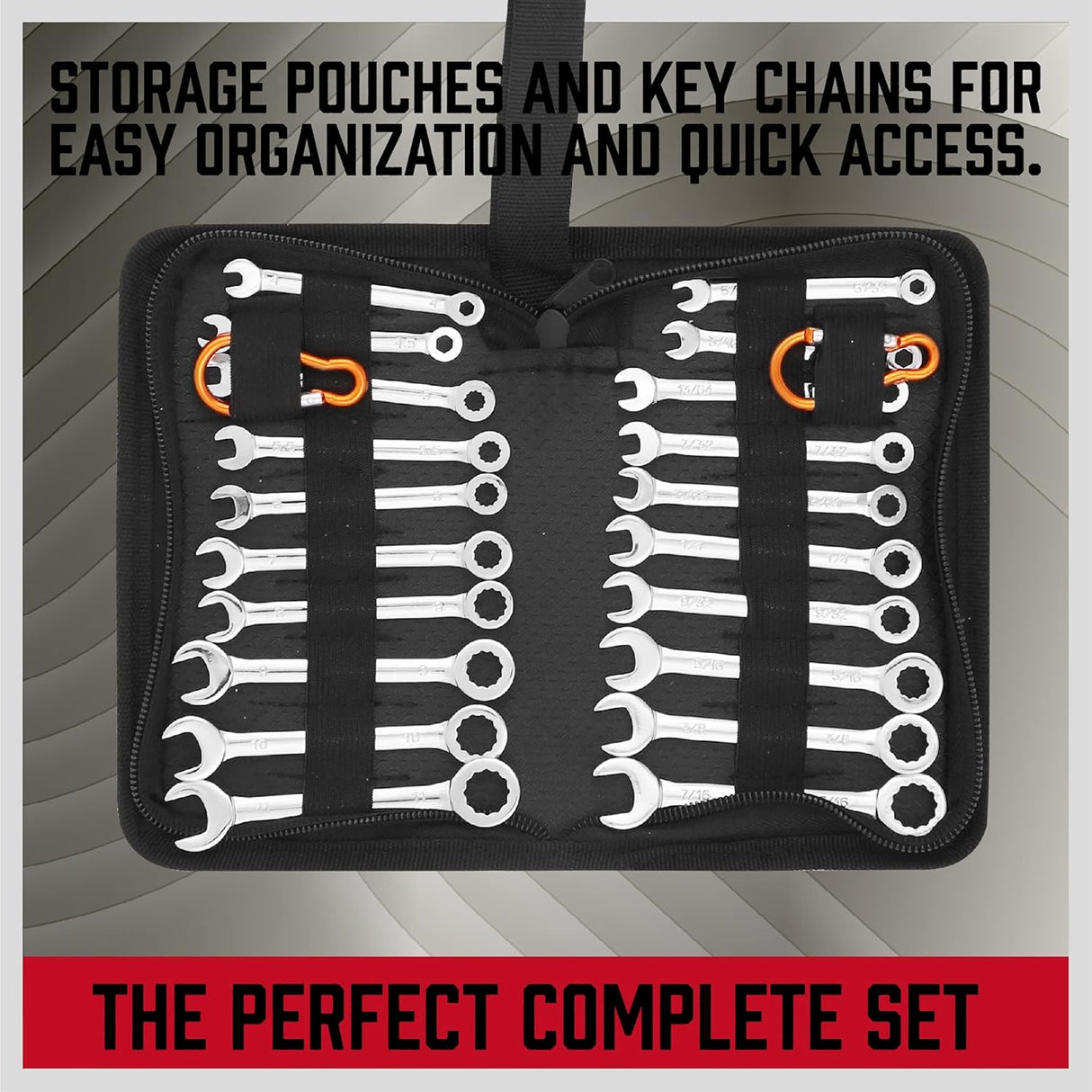 SEDY 22-piece mini metric and SAE combination wrench set in compact storage pouch for tight space repairs