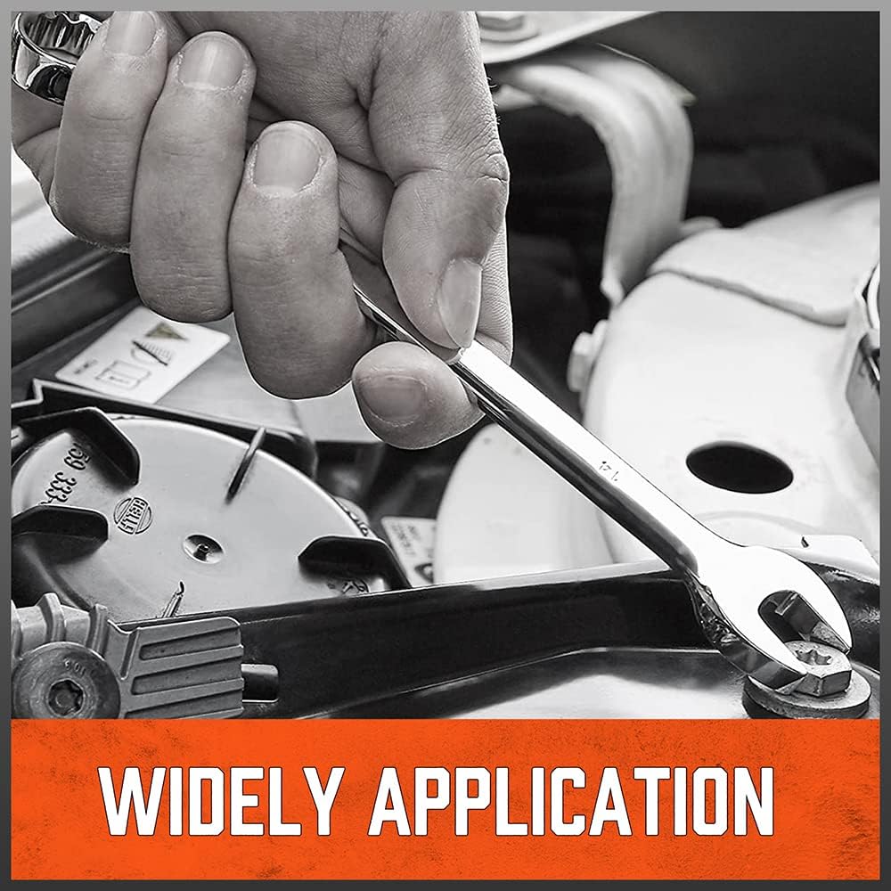 HORUSDY 32-piece combination wrench set with metric and SAE sizes, chrome vanadium finish, storage case